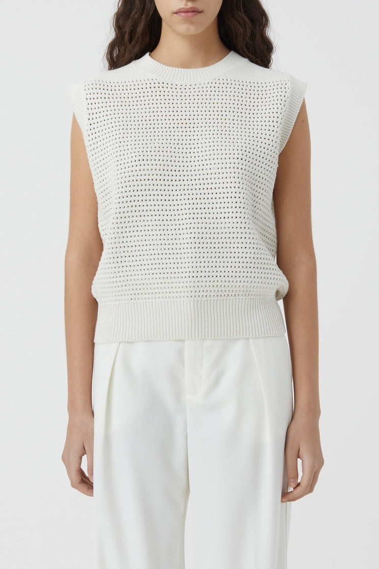 Crew Neck Vest - Ecru - Femme