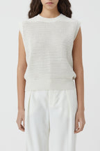 Crew Neck Vest - Ecru - Femme