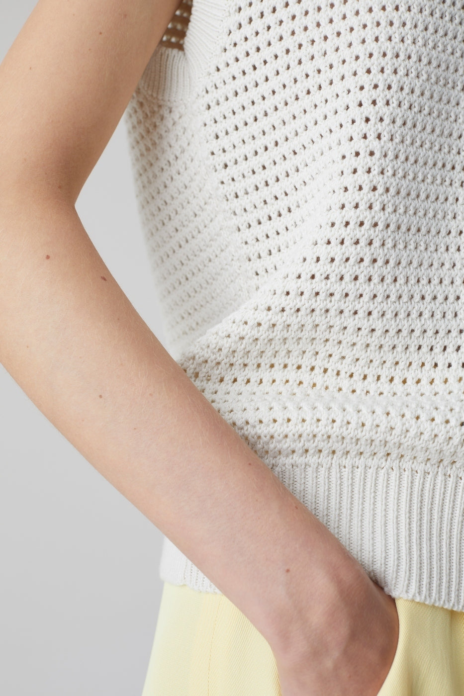 Crew Neck Vest - Ecru - Femme