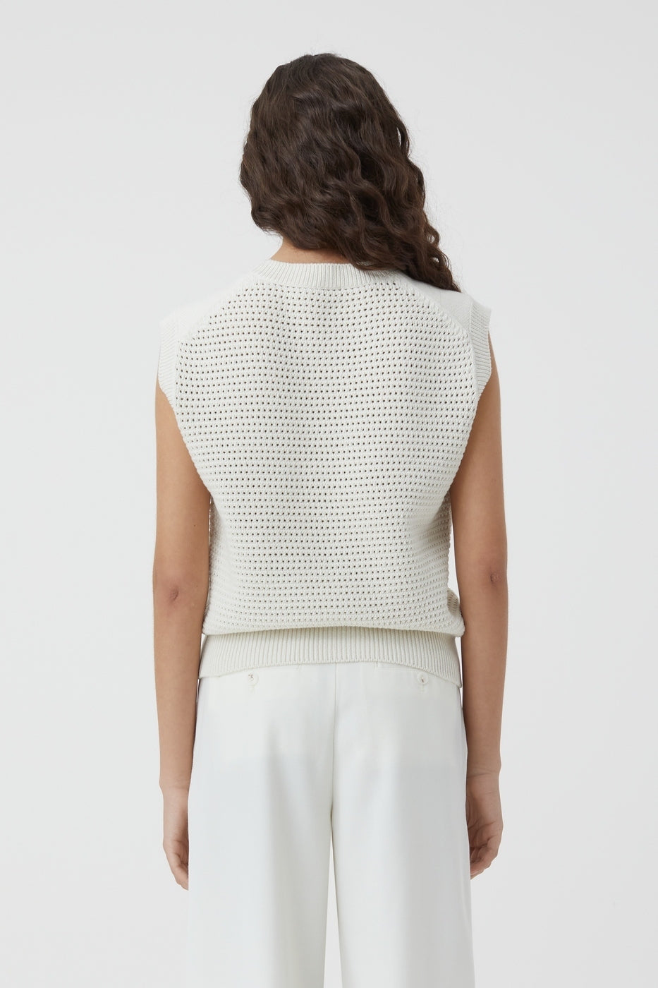 Crew Neck Vest - Ecru - Femme