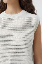 Crew Neck Vest - Ecru - Femme