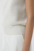 Crew Neck Vest - Ecru - Femme