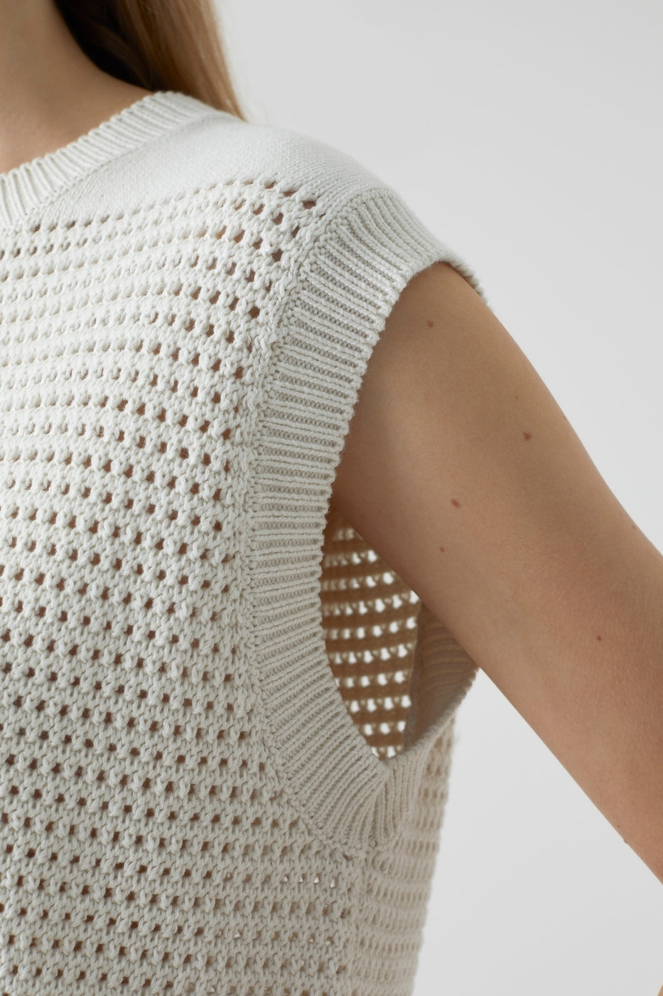 Crew Neck Vest - Ecru - Femme