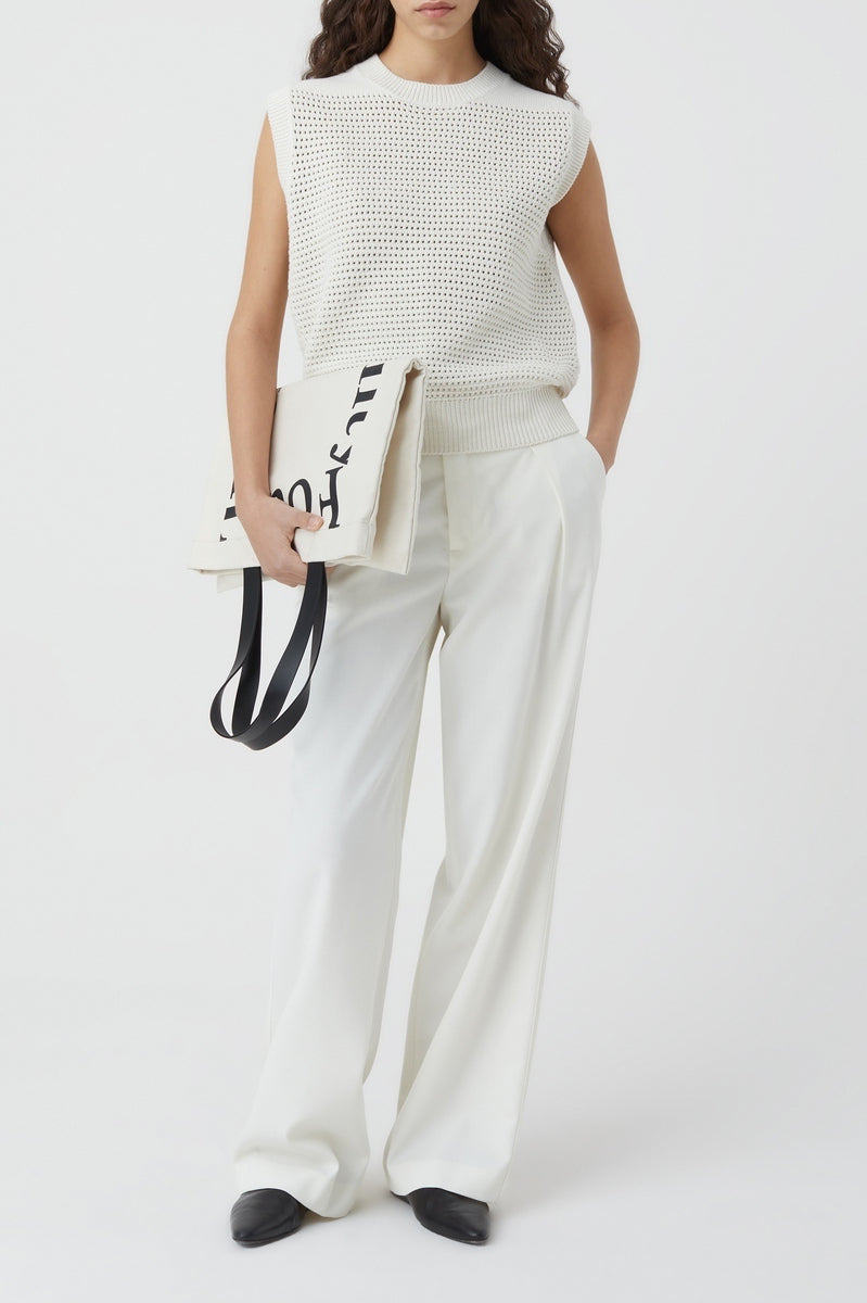 Crew Neck Vest - Ecru - Femme