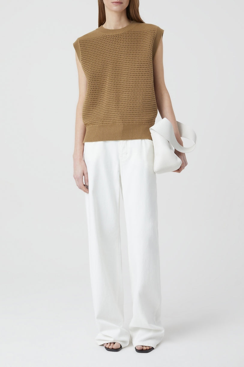 Crew Neck Vest - Nutmeg - Femme