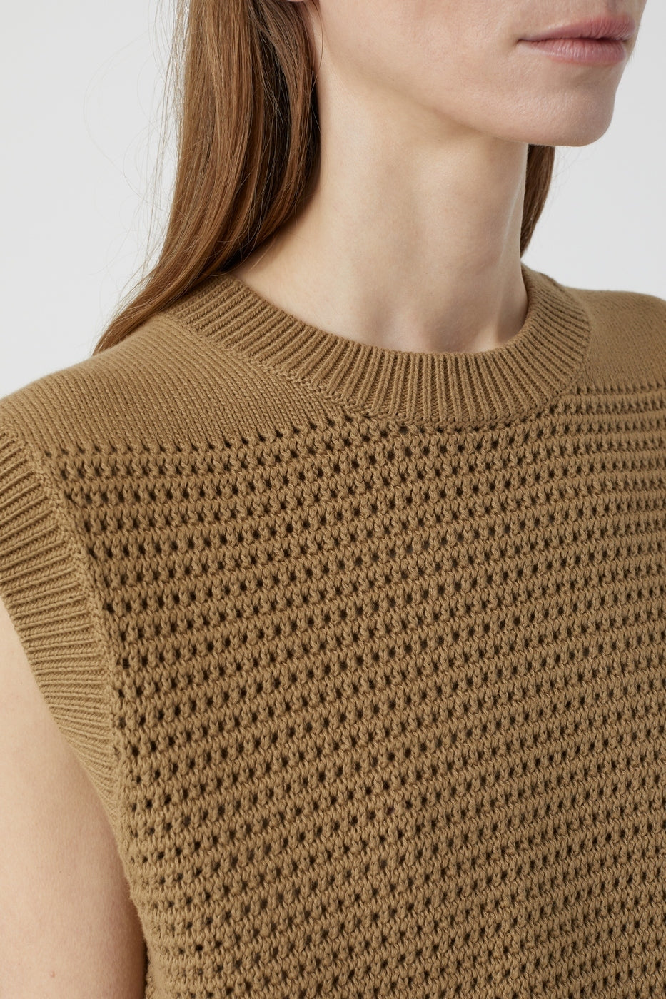 Crew Neck Vest - Nutmeg - Femme