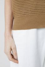 Crew Neck Vest - Nutmeg - Femme