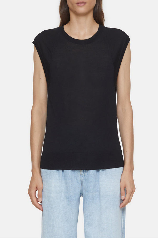 Crew Neck Vest - Black - Femme