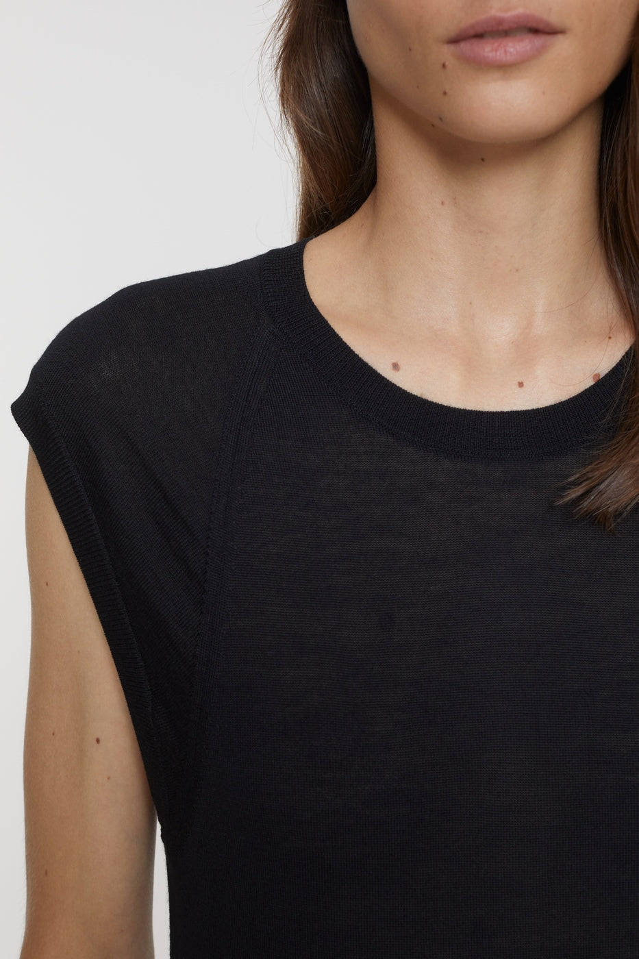 Crew Neck Vest - Black - Femme