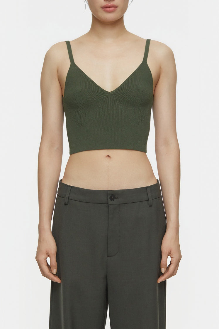 Knit Bra - Green Weed - Femme