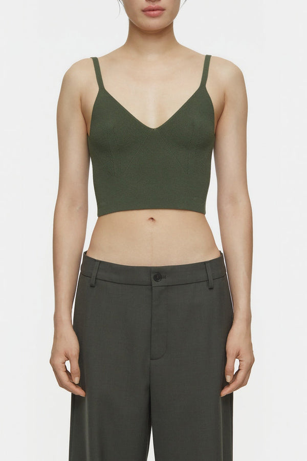Knit Bra - Green Weed - Femme