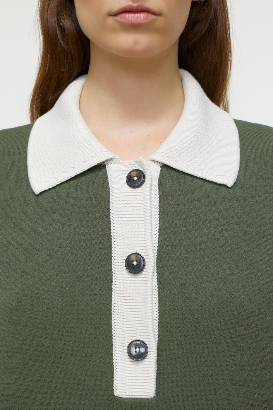 Polo Long Sleeve - Green Weed - Femme