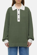 Polo Long Sleeve - Green Weed - Femme