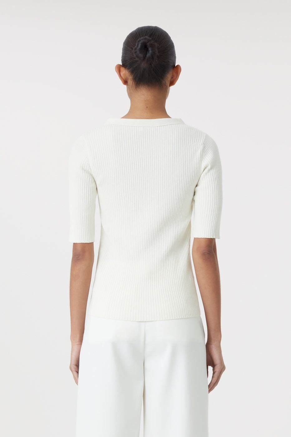V Cardigan Short Sleeve - Ecru - Femme