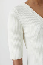 V Cardigan Short Sleeve - Ecru - Femme