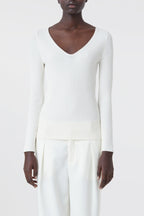 V Neck Long Sleeve - Ecru - Femme