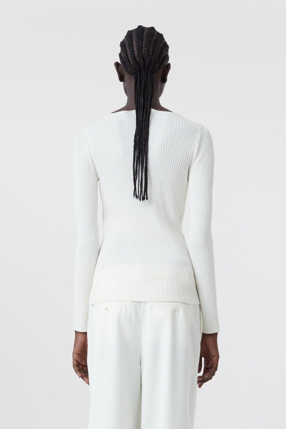 V Neck Long Sleeve - Ecru - Femme