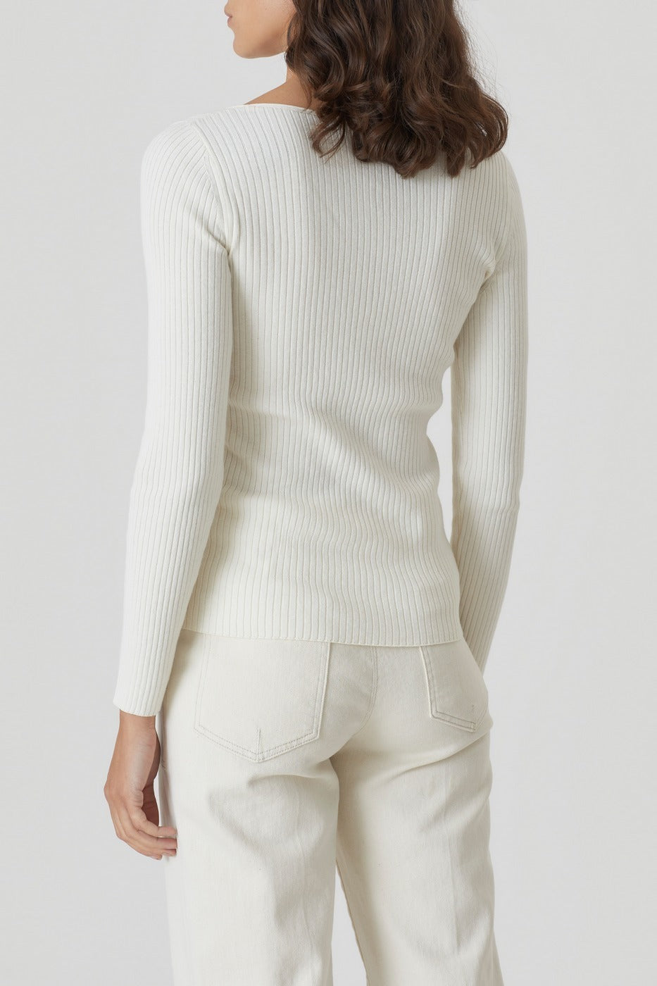 V Neck Long Sleeve - Ecru - Femme