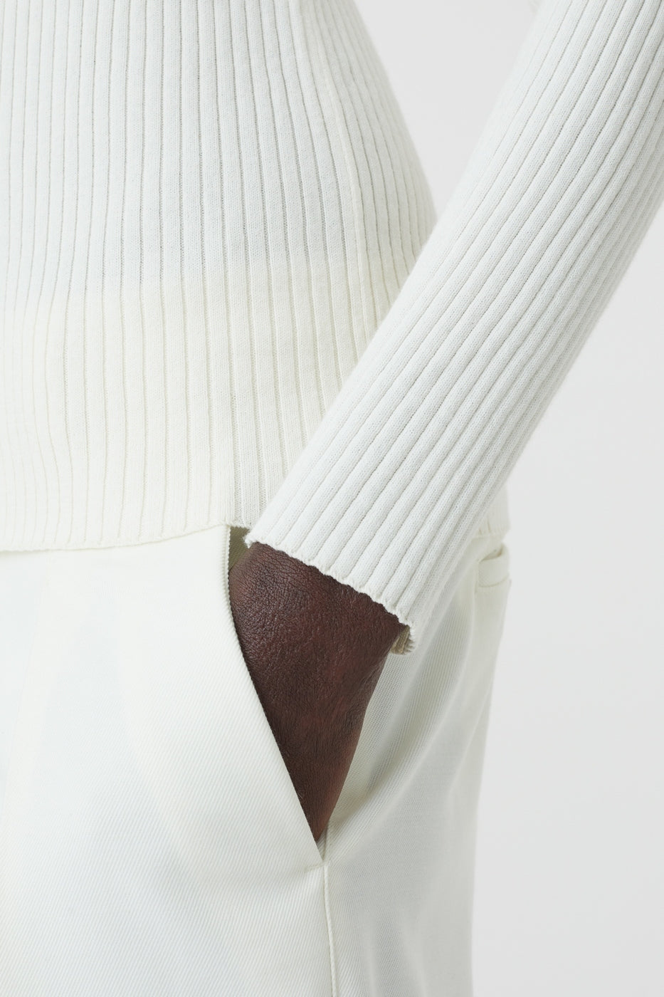 V Neck Long Sleeve - Ecru - Femme