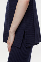 Vest With Slits - Dark Night - Femme