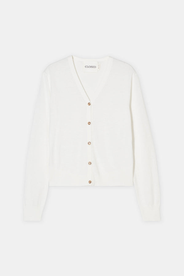 V Cardigan Long Sleeve - Ivory - Femme