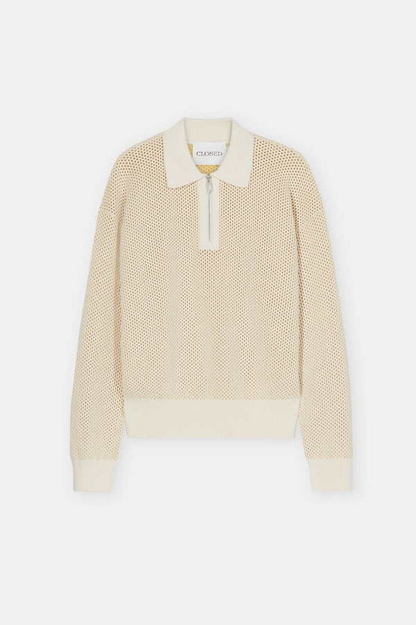 Halfzip Longsleeve - Ivory - Femme