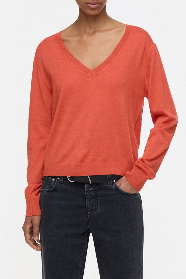 V Neck Boxy - Aperol Red - Femme