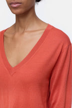 V Neck Boxy - Aperol Red - Femme