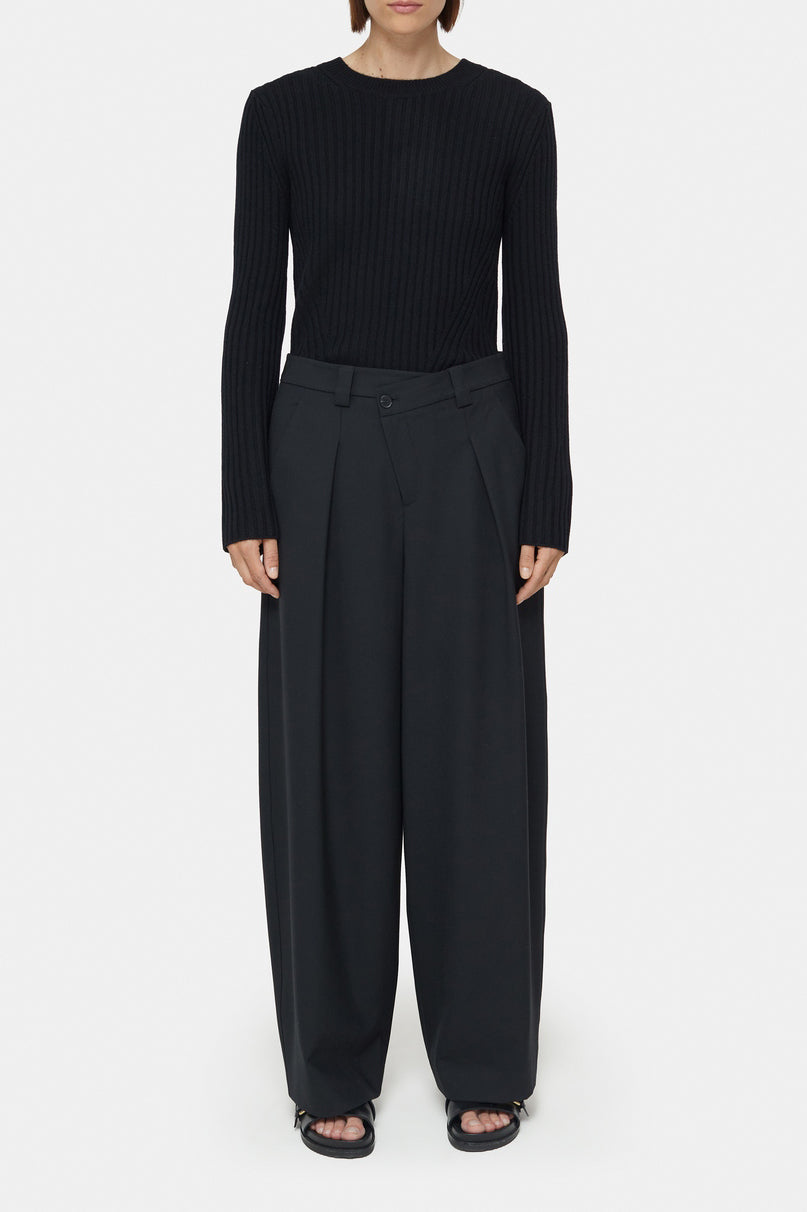 Crew Neck Long Sleeve - Black - Femme
