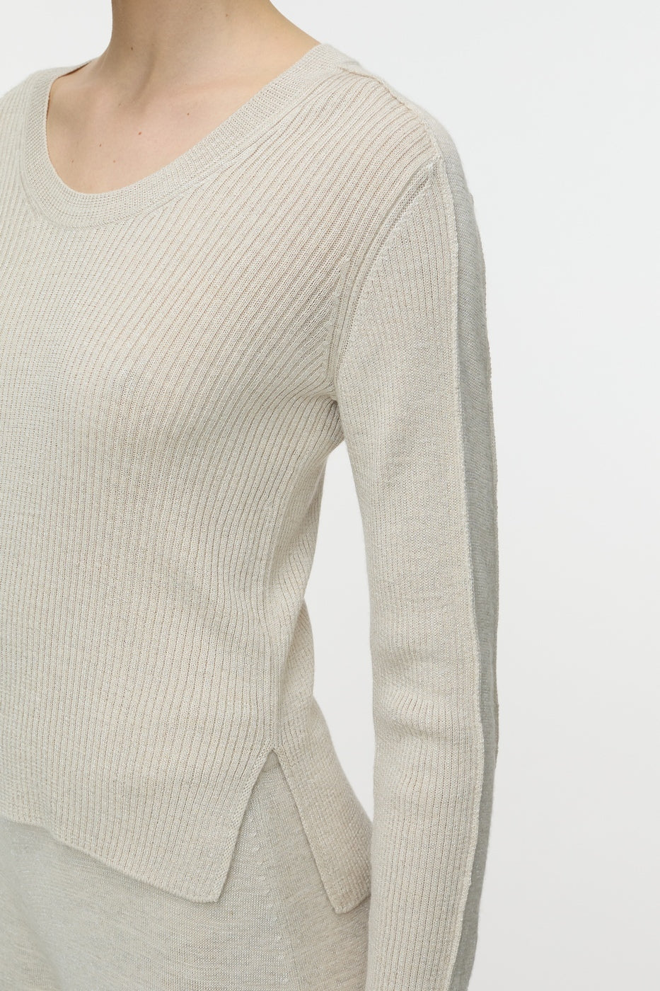 Scoop Neck Longsleeve - Sabbia Beige - Femme
