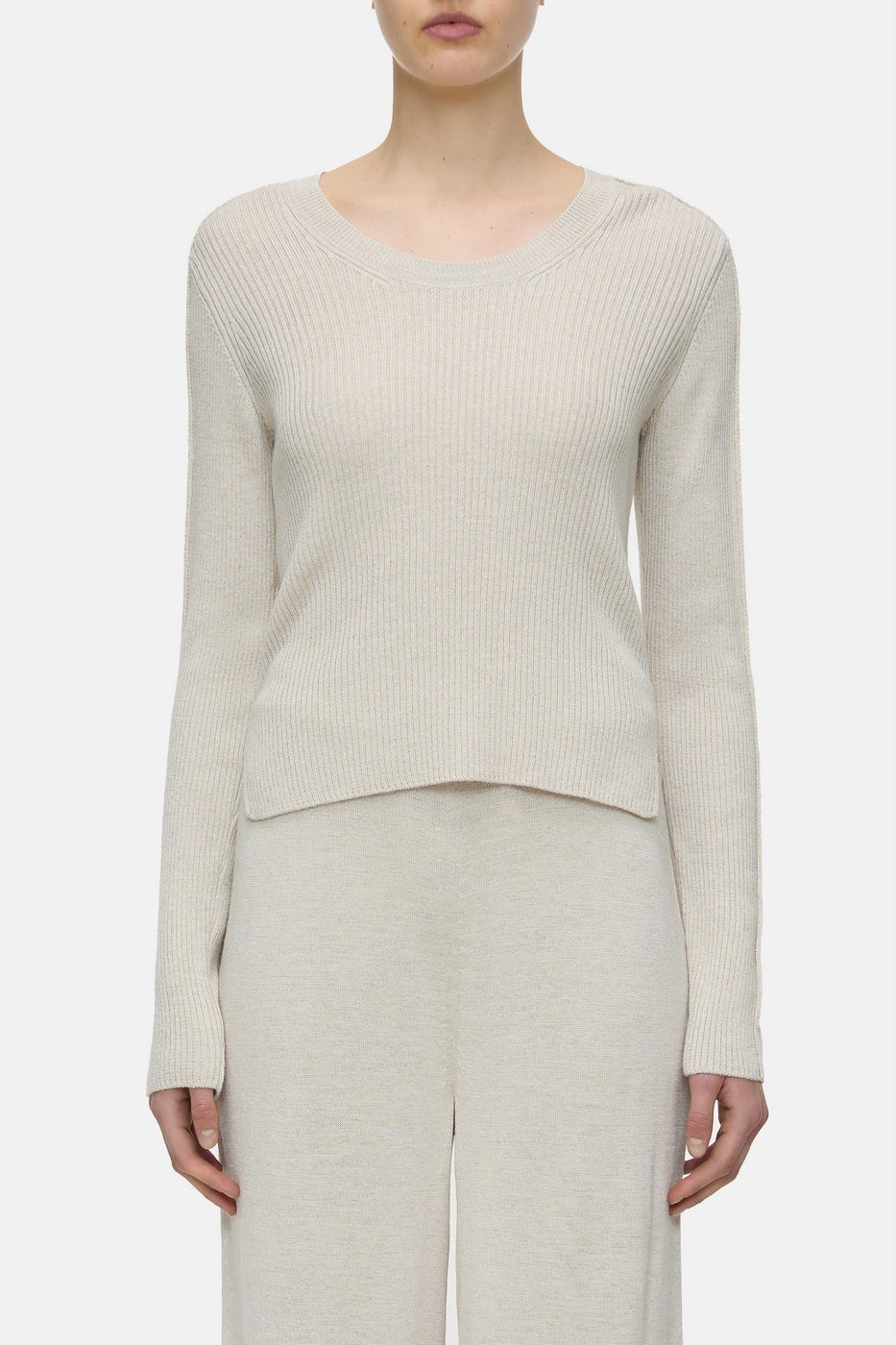 Scoop Neck Longsleeve - Sabbia Beige - Femme