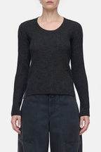 Scoop Neck Longsleeve - Smokey Blue - Femme