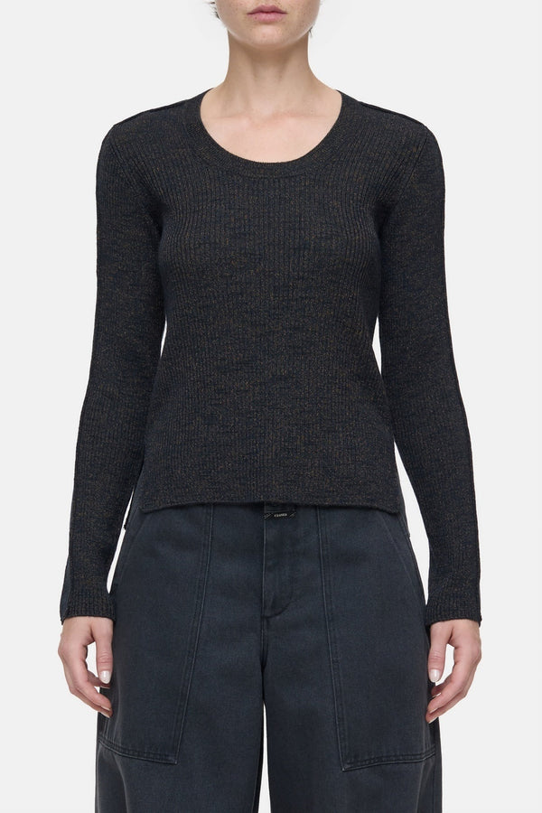 Scoop Neck Longsleeve - Smokey Blue - Femme