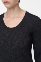 Scoop Neck Longsleeve - Smokey Blue - Femme