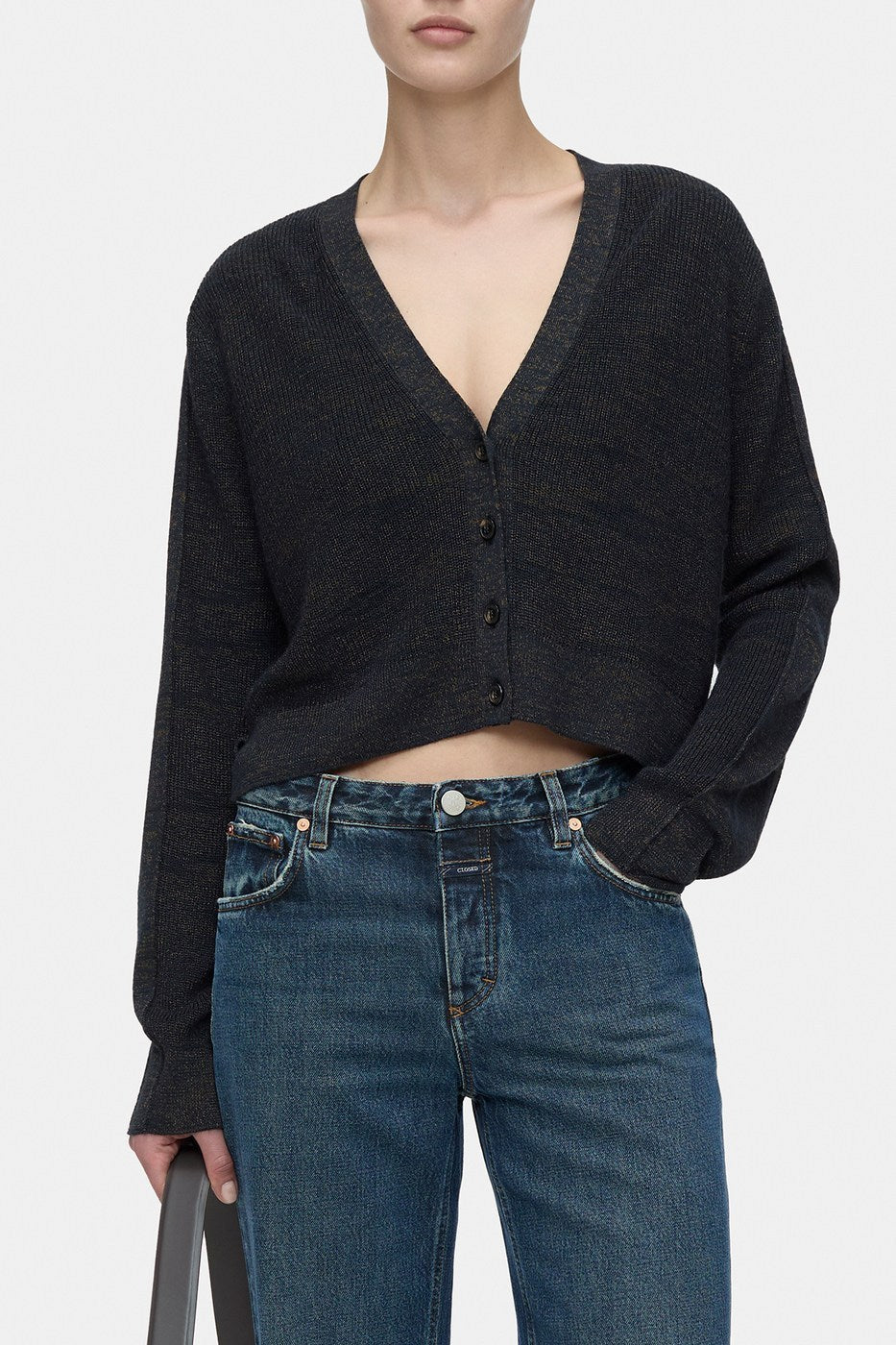 Cropped Cardigan - Smokey Blue - Femme