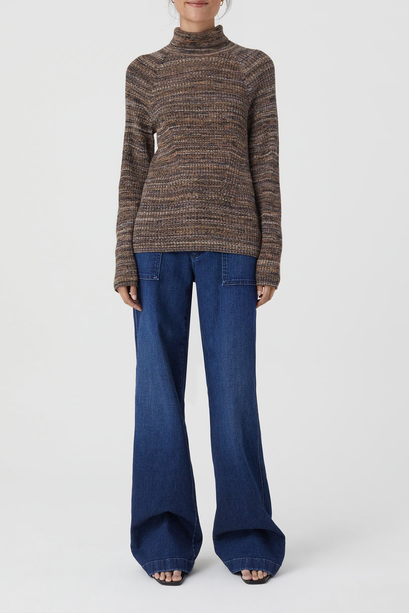 Rib Turtleneck - Blue Heather - Femme