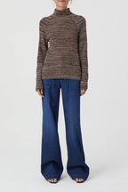 Rib Turtleneck - Blue Heather - Femme