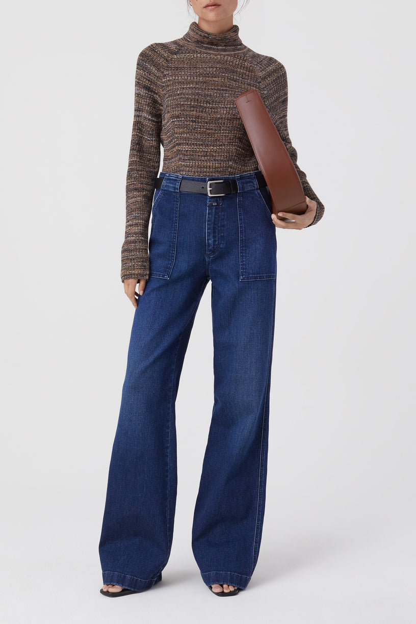 Rib Turtleneck - Blue Heather - Femme