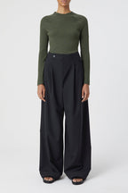 Crew Neck Long Sleeve - Army Green - Femme