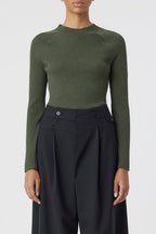 Crew Neck Long Sleeve - Army Green - Femme