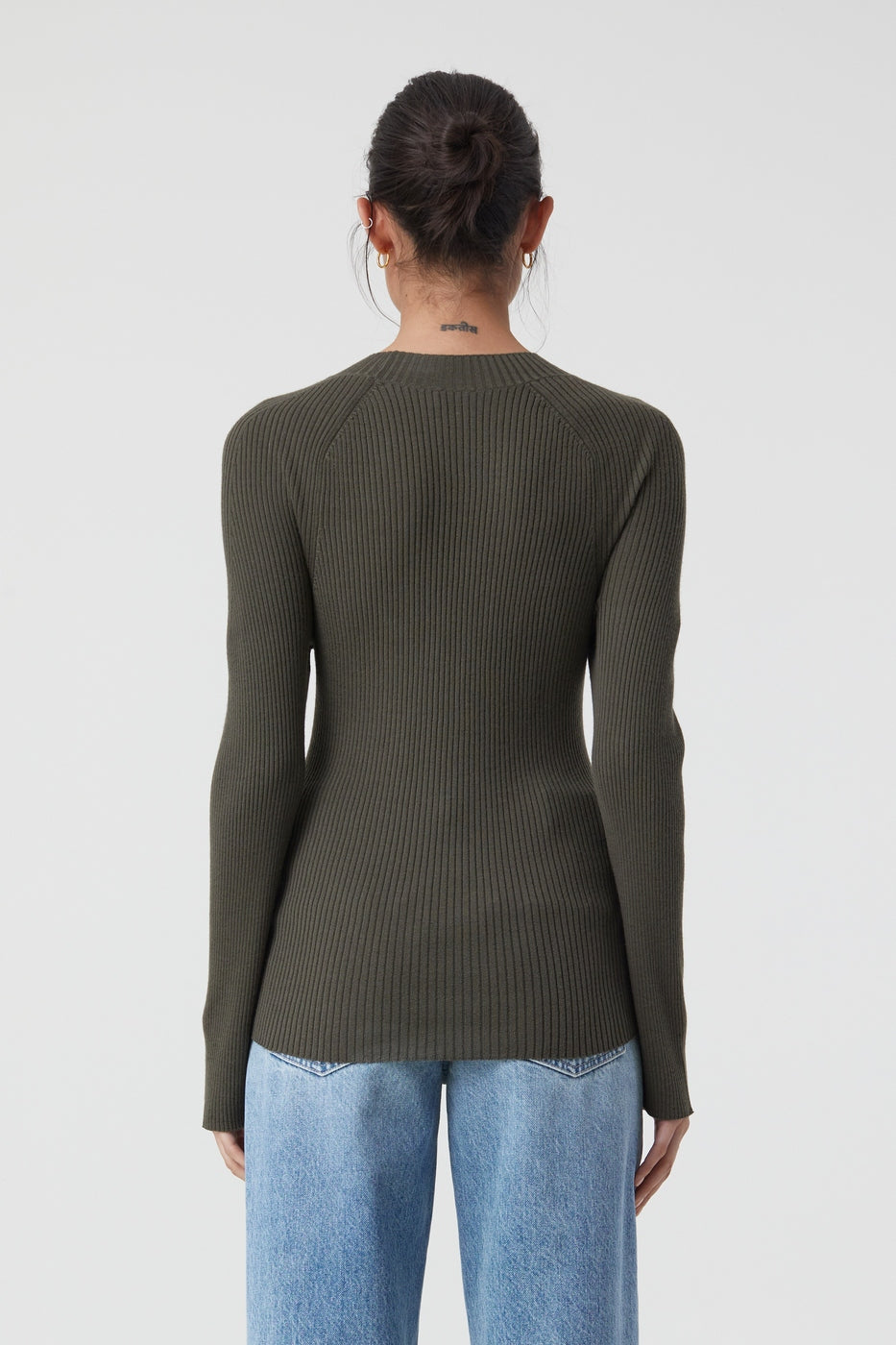 Crew Neck Long Sleeve - Army Green - Femme