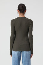 Crew Neck Long Sleeve - Army Green - Femme