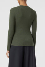 Crew Neck Long Sleeve - Army Green - Femme