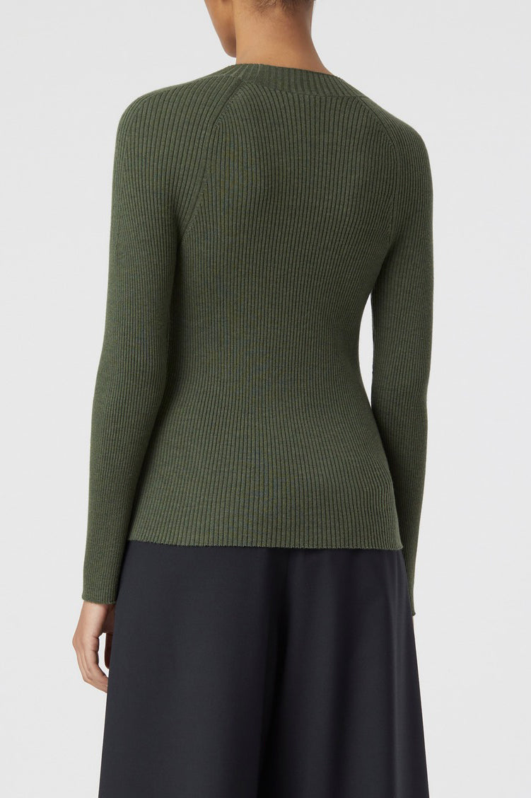 Crew Neck Long Sleeve - Army Green - Femme
