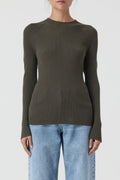 Crew Neck Long Sleeve - Army Green - Femme