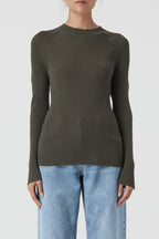 Crew Neck Long Sleeve - Army Green - Femme