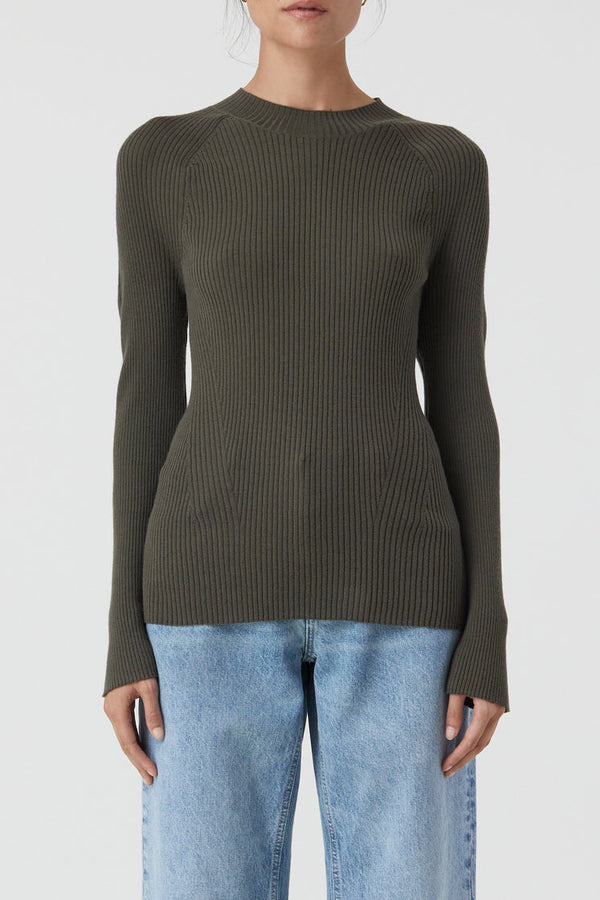 Crew Neck Long Sleeve - Army Green - Femme