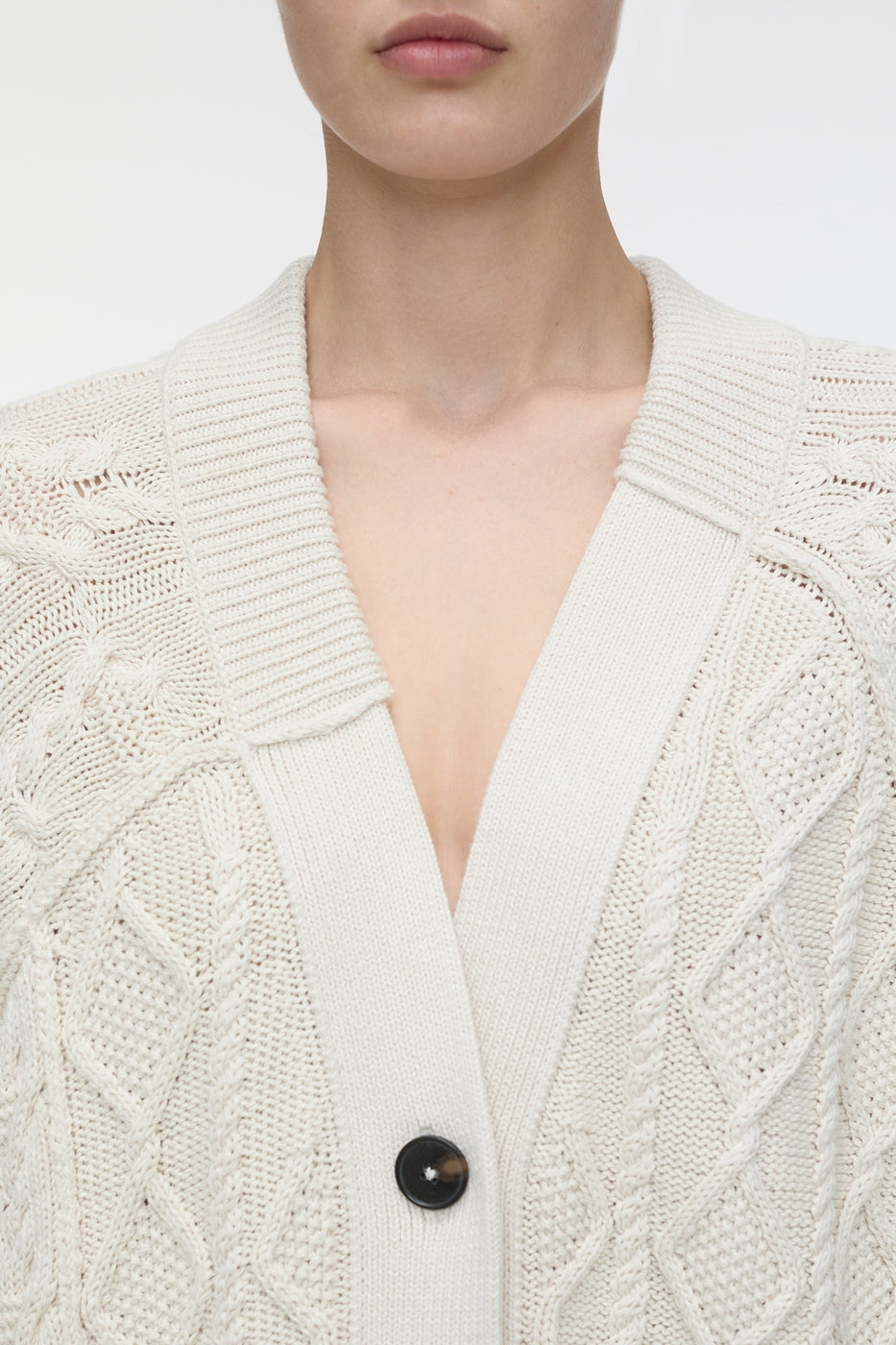 V Cardigan Long Sleeve - Ivory - Femme