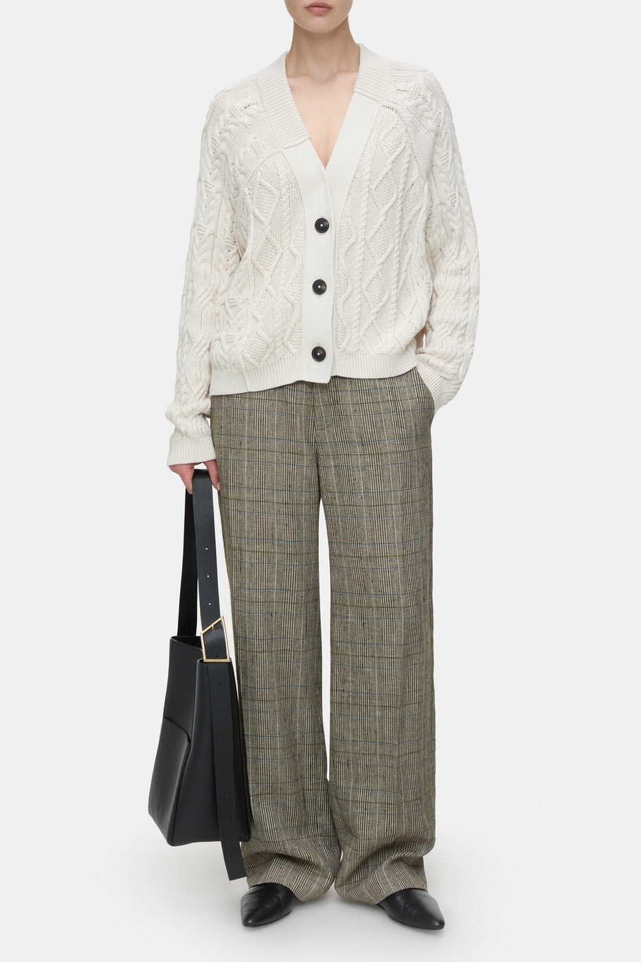 V Cardigan Long Sleeve - Ivory - Femme