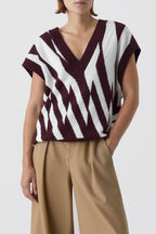 V Neck Vest - Dark Raisin Red - Femme